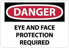 NMC - "Danger - Eye and Face Protection Required", 10" Long x 14" Wide, Pressure-Sensitive Vinyl Safety Sign - Rectangle, 0.004" Thick, Use for Accident Prevention - Eagle Tool & Supply