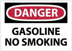 NMC - "Danger - Gasoline - No Smoking", 10" Long x 14" Wide, Aluminum Safety Sign - Rectangle, 0.04" Thick, Use for Accident Prevention - Eagle Tool & Supply