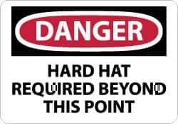 NMC - "Danger - Hard Hat Required Beyond This Point", 10" Long x 14" Wide, Aluminum Safety Sign - Rectangle, 0.04" Thick, Use for Accident Prevention - Eagle Tool & Supply