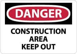 NMC - "Danger - Construction Area - Keep Out", 10" Long x 14" Wide, Rigid Plastic Safety Sign - Rectangle, 0.05" Thick, Use for Security & Admittance - Eagle Tool & Supply