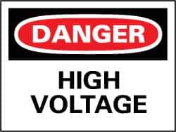 NMC - "Danger - High Voltage", 14" Long x 20" Wide, Aluminum Safety Sign - Rectangle, 0.04" Thick, Use for Accident Prevention - Eagle Tool & Supply