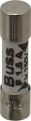 Cooper Bussmann - 250 VAC, 32 VDC, 1.6 Amp, Fast-Acting Miniature Ceramic Fuse - 20mm OAL, 5mm Diam - Eagle Tool & Supply