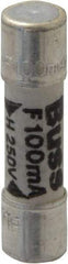 Cooper Bussmann - 250 VAC, 32 VDC, 0.1 Amp, Fast-Acting Miniature Ceramic Fuse - 20mm OAL, 5mm Diam - Eagle Tool & Supply