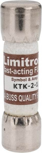 Cooper Bussmann - 600 VAC, 2.5 Amp, Fast-Acting General Purpose Fuse - Fuse Holder Mount, 1-1/2" OAL, 100 at AC kA Rating, 13/32" Diam - Eagle Tool & Supply