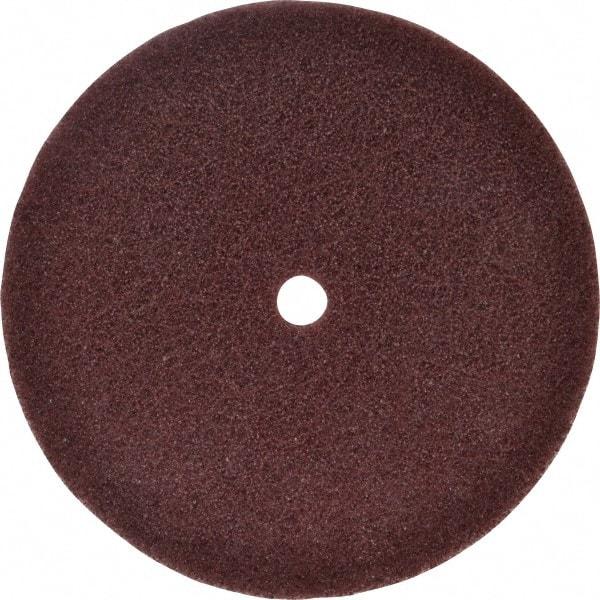 3M - 6" Fine Grade Aluminum Oxide Deburring Disc - 1/2" Center Hole, Arbor Connection, Maroon, 4,000 Max RPM - Eagle Tool & Supply