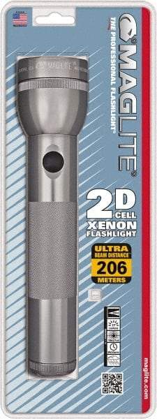 Mag-Lite - Krypton Bulb, 27 Lumens, Industrial/Tactical Flashlight - Gray Aluminum Body, 2 D Batteries Not Included - Eagle Tool & Supply