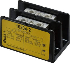 Cooper Bussmann - 2 Poles, 175 Amp, 2/0-8 AWG (Cu/Al) Primary, 2/0-8 AWG (Cu/Al) Secondary, Thermoplastic Power Distribution Block - 600 VAC/VDC, 1 Primary Connection, 3.58 Inch Long x 3.32 Inch Deep x 4 Inch High - Eagle Tool & Supply