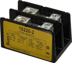 Cooper Bussmann - 2 Poles, 175 Amp, 8-2/0 AWG (Al), 14-2/0 AWG (Cu) Primary, 4-14 AWG (Cu), 4-8 AWG (Al) Secondary, Thermoplastic Power Distribution Block - 600 VAC/VDC, 1 Primary Connection, 3.58 Inch Long x 3.32 Inch Deep x 4 Inch High - Eagle Tool & Supply