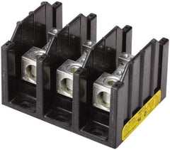 Cooper Bussmann - 3 Poles, 380 Amp, 500 kcmil-6 AWG (Cu/Al) Primary, 3/8-16 x 1-1/4 Stud Secondary, Thermoplastic Power Distribution Block - 600 VAC/VDC, 1 Primary Connection, 5.2 Inch Long x 3.32 Inch Deep x 4 Inch High - Eagle Tool & Supply