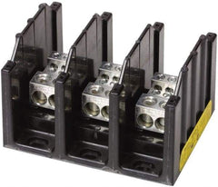 Cooper Bussmann - 3 Poles, 350 Amp, 8-2/0 AWG (Al), 14-2/0 AWG (Cu) Primary, 4-14 AWG (Cu), 4-8 AWG (Al) Secondary, Thermoplastic Power Distribution Block - 600 VAC/VDC, 2 Primary Connection, 5.2 Inch Long x 3.32 Inch Deep x 4 Inch High - Eagle Tool & Supply