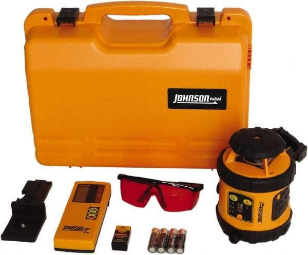 Johnson Level & Tool - 800' (Exterior) Measuring Range, 1/8" at 50' Accuracy, Self-Leveling Rotary Laser - ±3° Self Leveling Range, 200, 400 & 600 RPM, 2 Beams, AA Battery Included - Eagle Tool & Supply