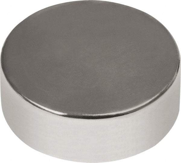 Mag-Mate - 3/4" Diam x 1/4" High Neodymium Rare Earth Magnet - 10.7 Lb Max Capacity, 180°F Max, Nickel Plated - Eagle Tool & Supply