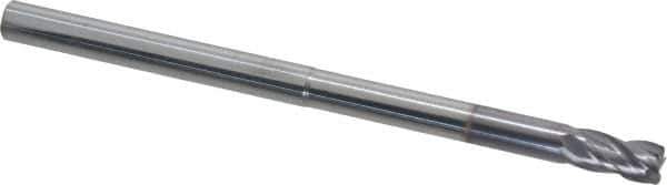 Niagara Cutter - 1/4", 4 Flute, Single End, Solid Carbide, 0.02" Corner Radius End Mill - 4" OAL, Right Hand Flute, 3/8" LOC, Right Hand Cut, 2-1/8" Extended Reach - Eagle Tool & Supply