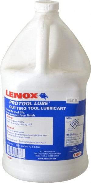 Lenox - Protool Lube, 1 Gal Bottle Sawing Fluid - Synthetic, For Cutting, Drilling, Milling, Reaming, Tapping - Eagle Tool & Supply