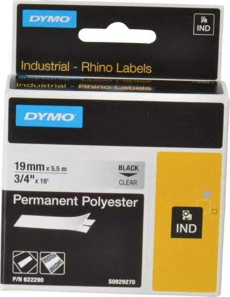 Dymo - 216" Long, Clear Permanent Polyester Tape Permanent Polyester Tape - For RHINO 5000, 5200, 6000, 6500 - Eagle Tool & Supply