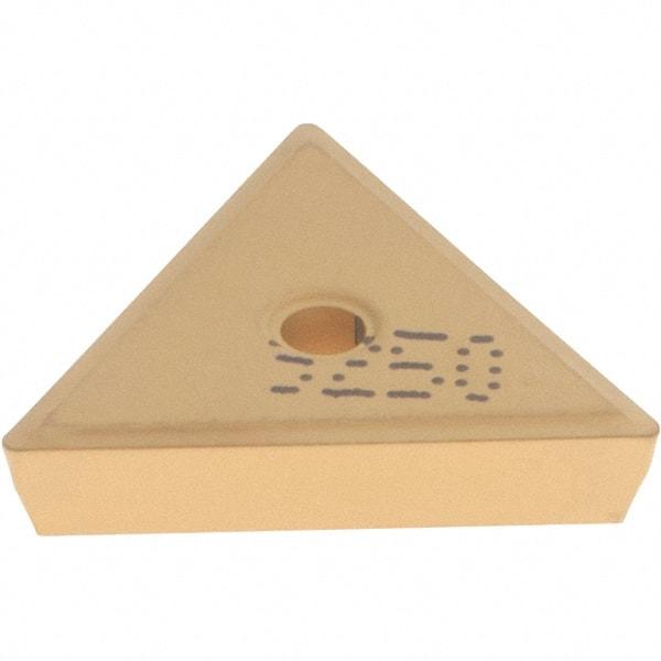 Iscar - TPMR321 PF Grade IC9250 Carbide Turning Insert - TiCN/Al2O3/TiN Finish, 60° Triangle, 3/8" Inscr Circle, 1/8" Thick, 1/64" Corner Radius - Eagle Tool & Supply