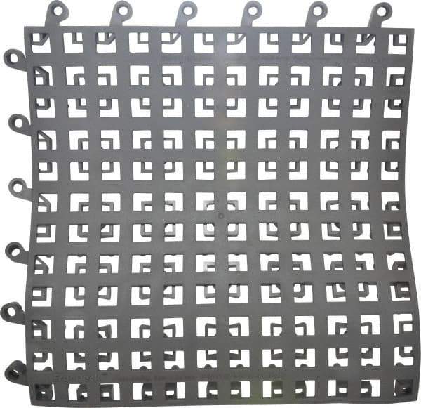 Wearwell - 18" Long x 18" Wide x 7/8" Thick, Anti-Fatigue Modular Matting Soft Open Grid - Male & Female, 4 Interlocking Sides, Charcoal, For Dry & Wet Areas, Series 564 - Eagle Tool & Supply
