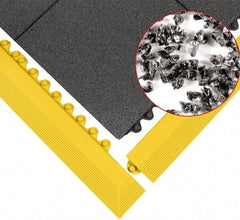 Wearwell - 3' Long x 3' Wide x 5/8" Thick, Anti-Fatigue Modular Matting Tiles - Male & Female, 4 Interlocking Sides, Black, For Dry & Wet Areas, Series 574 - Eagle Tool & Supply