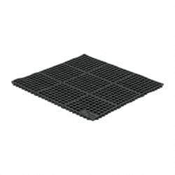 Wearwell - 3' Long x 3' Wide x 5/8" Thick, Anti-Fatigue Modular Matting Tiles - Black, For Dry & Wet Areas, Series 572 - Eagle Tool & Supply