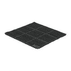 Wearwell - 3' Long x 3' Wide x 5/8" Thick, Anti-Fatigue Modular Matting Tiles - Black, For Dry & Wet Areas, Series 572 - Eagle Tool & Supply