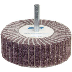 Norton - 2" Diam x 1" Face Width, Medium Ceramic Alumina Nonwoven & Coated Mounted Flap Wheel - 1/4" Shank Mount, 60 Grit, Interleaf, 12,000 Max RPM - Eagle Tool & Supply