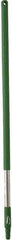 Vikan - 39-1/2 x 1-1/4" Stainless Steel Squeegee Handle - European Threaded Connection, Green - Eagle Tool & Supply
