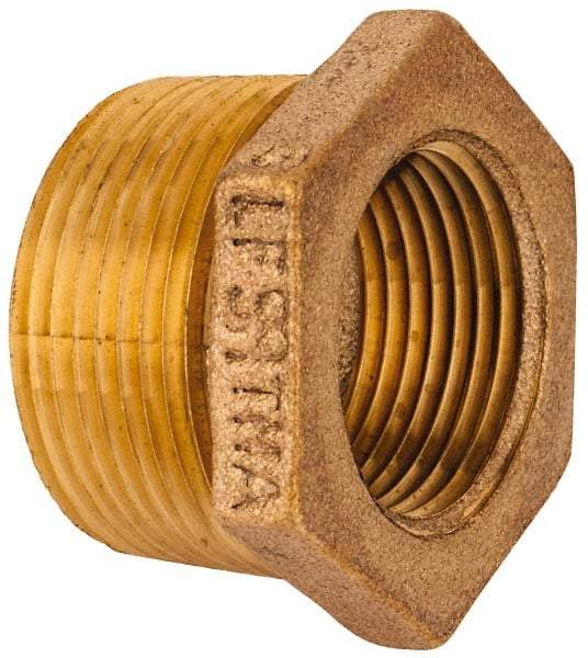 Merit Brass - Class 125, 1-1/4 x 1" Internal Pipe, Lead Free Brass Hex Bushing - MNPT x FNPT - Eagle Tool & Supply