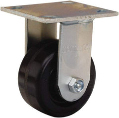 Hamilton - 4" Diam x 2" Wide x 5-5/8" OAH Top Plate Mount Rigid Caster - Phenolic, 800 Lb Capacity, Straight Roller Bearing, 4 x 4-1/2" Plate - Eagle Tool & Supply
