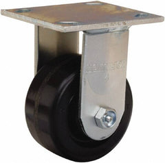 Hamilton - 4" Diam x 2" Wide x 5-5/8" OAH Top Plate Mount Rigid Caster - Phenolic, 800 Lb Capacity, Straight Roller Bearing, 4 x 4-1/2" Plate - Eagle Tool & Supply