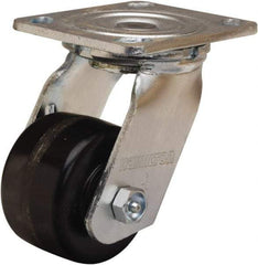 Hamilton - 3-1/4" Diam x 2" Wide x 5-1/4" OAH Top Plate Mount Swivel Caster - Phenolic, 700 Lb Capacity, Straight Roller Bearing, 4 x 4-1/2" Plate - Eagle Tool & Supply