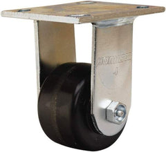 Hamilton - 3-1/4" Diam x 2" Wide x 5-1/4" OAH Top Plate Mount Rigid Caster - Phenolic, 700 Lb Capacity, Straight Roller Bearing, 4 x 4-1/2" Plate - Eagle Tool & Supply