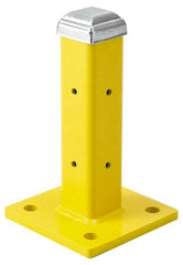 Steel King - Single 12 Inch High Corner and Center Steel Guard Rail Mount Post - Yellow, For Use with Steel King Railing - Eagle Tool & Supply