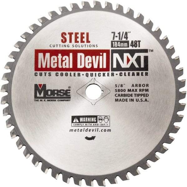 M.K. MORSE - 7-1/4" Diam, 5/8" Arbor Hole Diam, 48 Tooth Wet & Dry Cut Saw Blade - Steel, Diamond Arbor - Eagle Tool & Supply