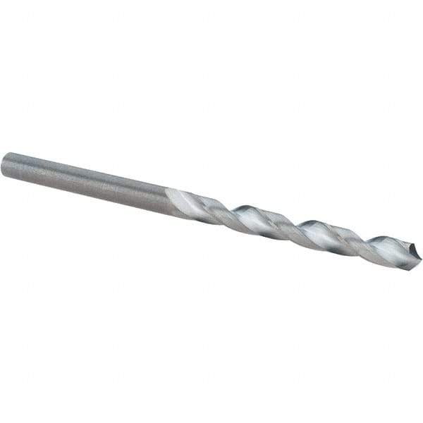 Guhring - 4.2mm 118° Solid Carbide Jobber Drill - Bright Finish, Right Hand Cut, Spiral Flute, Straight Shank, 75mm OAL, Faceted Point - Eagle Tool & Supply