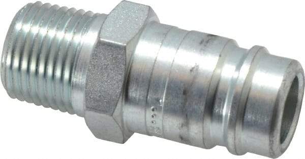 Parker - 1/2-14 Male NPT Industrial Pneumatic Hose Connector - Steel, 3/4" Body Diam - Eagle Tool & Supply