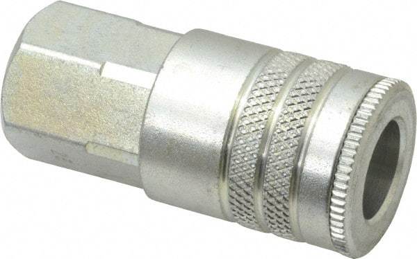Parker - 3/8-18 Female NPTF Industrial Pneumatic Hose Coupler - Steel, 3/8" Body Diam - Eagle Tool & Supply