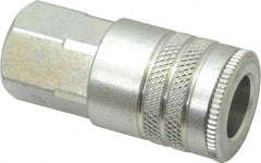 Parker - 3/8-18 Female NPTF Industrial Pneumatic Hose Coupler - Steel, 3/8" Body Diam - Eagle Tool & Supply