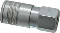 Parker - 1/2-14 Female NPTF Industrial Pneumatic Hose Coupler - Steel, 3/8" Body Diam - Eagle Tool & Supply