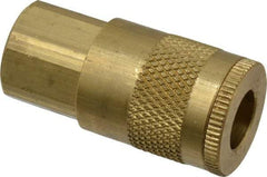 Parker - 1/8-27 Female NPTF Tru-Flate Automotive Pneumatic Hose Coupler - Brass, 1/4" Body Diam - Eagle Tool & Supply