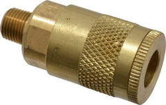 Parker - 1/8-27 Male NPTF Tru-Flate Automotive Pneumatic Hose Coupler - Brass, 1/4" Body Diam - Eagle Tool & Supply