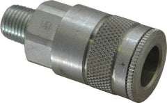 Parker - 1/4-18 Male NPTF Tru-Flate Automotive Pneumatic Hose Coupler - Steel, 3/8" Body Diam - Eagle Tool & Supply