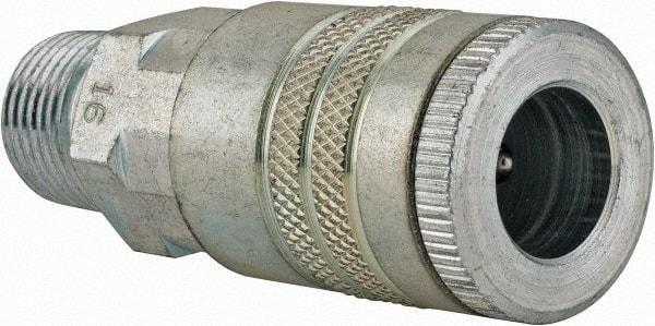 Parker - 1/2-14 Male NPTF Tru-Flate Automotive Pneumatic Hose Coupler - Steel, 1/2" Body Diam - Eagle Tool & Supply