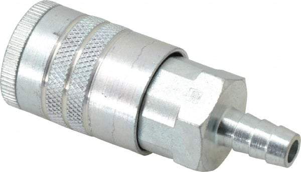 Parker - Hose Barb Tru-Flate Automotive Pneumatic Hose Coupler - Steel, 1/2" Body Diam, 3/8" Hose ID - Eagle Tool & Supply
