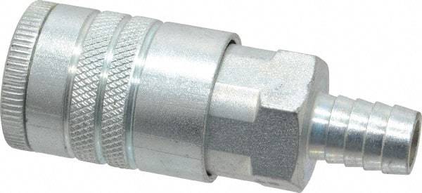 Parker - Hose Barb Tru-Flate Automotive Pneumatic Hose Coupler - Steel, 1/2" Body Diam, 1/2" Hose ID - Eagle Tool & Supply
