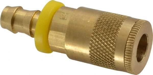 Parker - Push-Lok Hose Barb Tru-Flate Automotive Pneumatic Hose Coupler - Brass, 1/4" Body Diam, 3/8" Hose ID - Eagle Tool & Supply