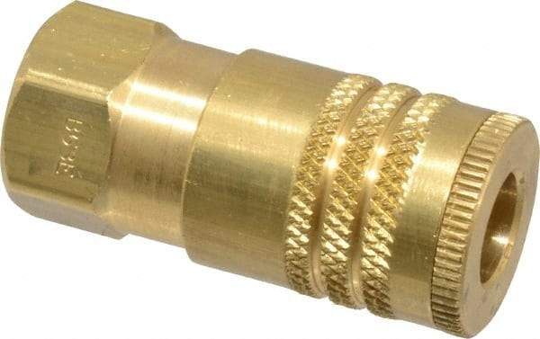 Parker - 3/8-18 Female NPTF ARO Pneumatic Hose Coupler - Brass, 1/4" Body Diam - Eagle Tool & Supply