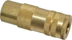 Parker - 1/4-18 Female NPTF Lincoln Long Stem Pneumatic Hose Coupler - Brass, 1/4" Body Diam - Eagle Tool & Supply