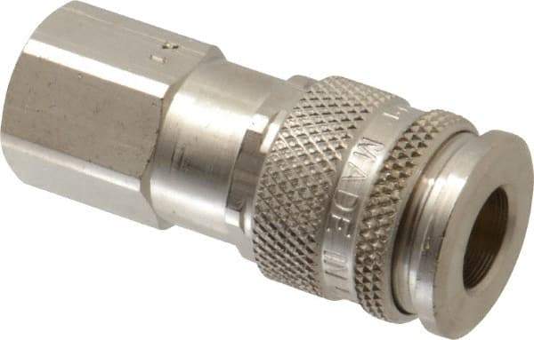 Parker - 3/8-18 Female NPSF European High Flow Pneumatic Hose Coupler - Brass, 1/4" Body Diam - Eagle Tool & Supply