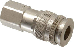 Parker - 3/8-18 Female NPSF European High Flow Pneumatic Hose Coupler - Brass, 1/4" Body Diam - Eagle Tool & Supply