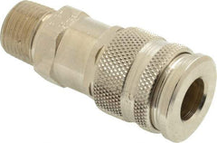 Parker - 3/8-18 Male NPT European High Flow Pneumatic Hose Coupler - Brass, 1/4" Body Diam - Eagle Tool & Supply